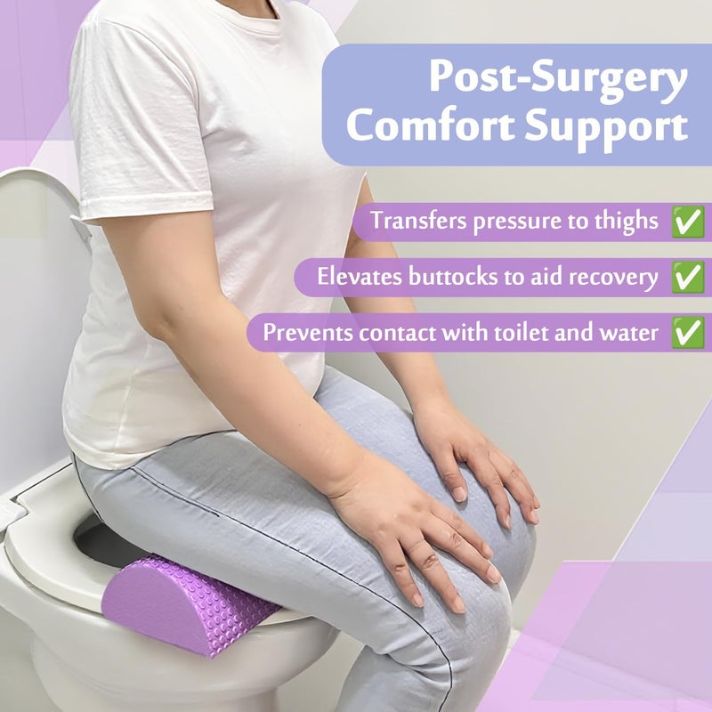 AOSSA BBL Pillow Toilet Riser, Toilet Seat Cushion for Brazilian Butt Lift Recovery, Toilet Riser Butt Pillows for Sitting Booty Pillow, BBL Post Surgery Foam Chair Seat Support Pad (Purple) - Image 2